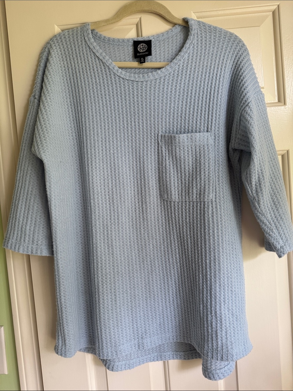 Soft Light Blue Waffle Knit  Tunic Top